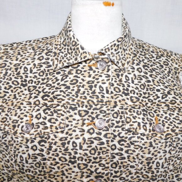 Nygard Womens L Leopard Print Denim button up Vest - Picture 5 of 13